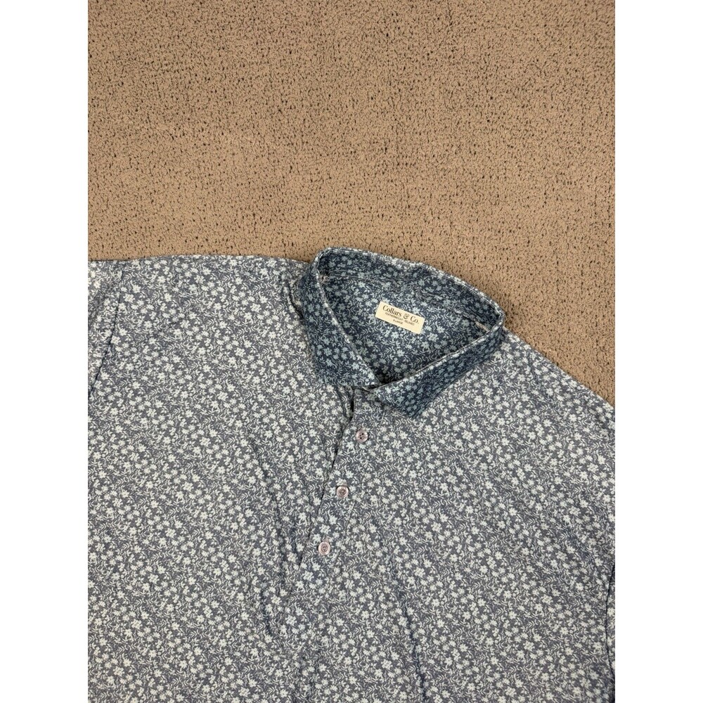 Collars and Co Shirt Mens XL Blue Floral Featherweight Dress Collar Golf